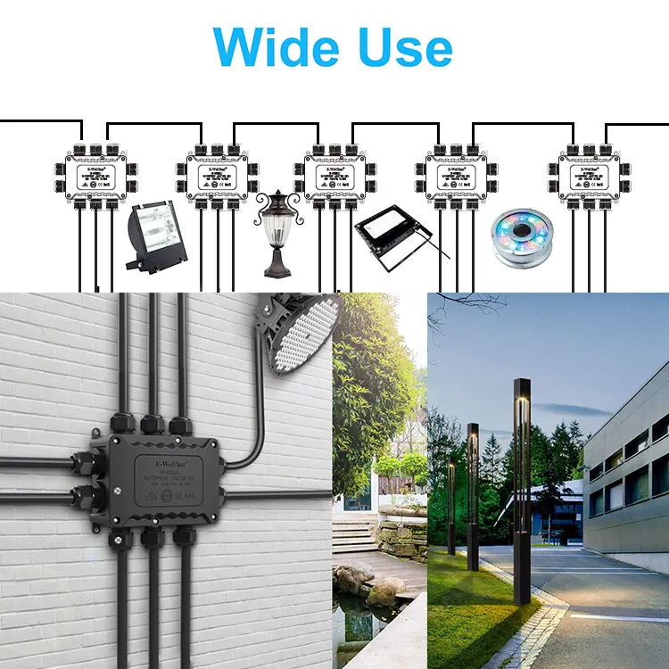 Boîtier en plastique étanche à la poussière IP67, 10 pôles personnalisables, fil et câble pour l'extérieur, grande boîte de jonction étanche IP68