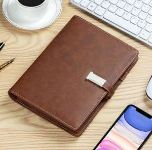 Business 8000mAh Power Bank Tagebuch planer Leder Notebook mit Taschen rechner Stift USB Flash Disk 2 in 1 Ladekabel Typ C USB A. - Product Image 3