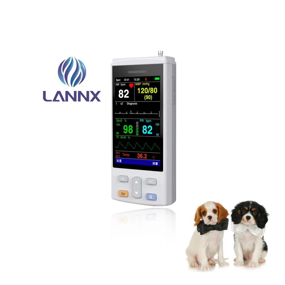 LANNX PC200 bon marché utilisation vétérinaire signes Vitales moniteurs équipement 5 paramètres moniteur vétérinaire pour animaux moniteur clinique d'hôpital