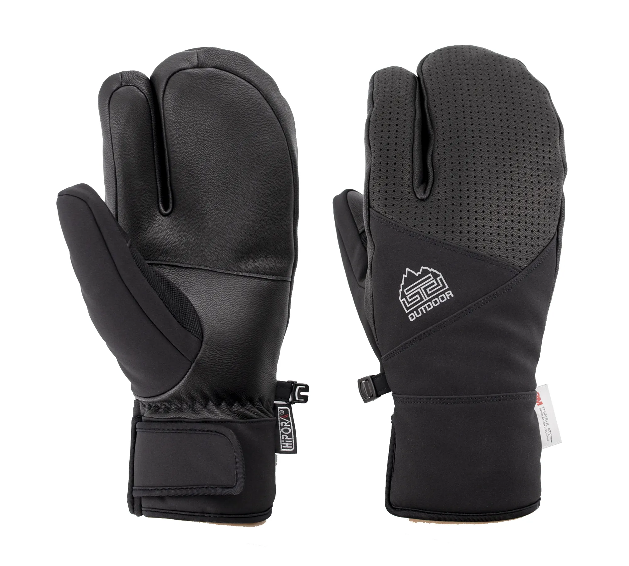 Gants de motoneige d'hiver Gants de ski pour hommes Gants de moto en cuir perforé Hiver