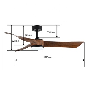 Ventiladores de techo Led silenciosos con aplicación Bluetooth inteligente moderna de 52 pulgadas con luz regulable para dormitorios - Product Image 2