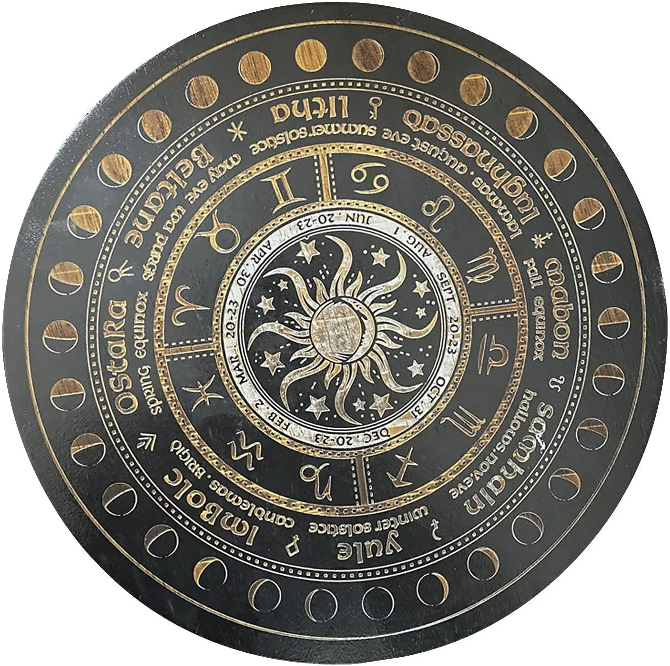 Placa de madeira, zodiac roda sinal, bruxa, kit de suprimentos