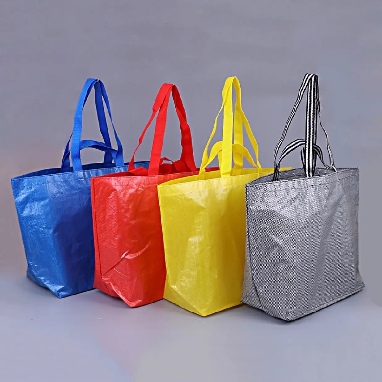 2020 mode Style Manipulé pp sac tissé recyclé PP matériel bleu gris couleur PP tissé sacs