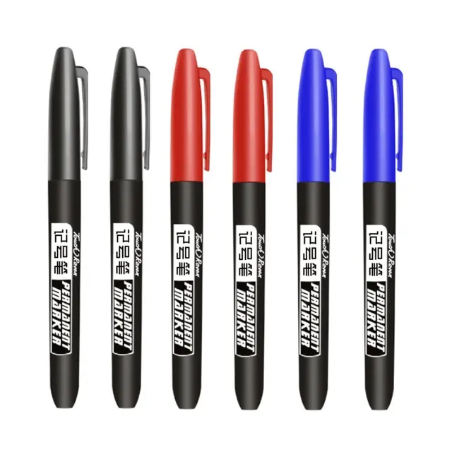 6 adet/Set kalıcı keçeli kalem ince nokta su geçirmez mürekkep ince uç ham Nib siyah mavi kırmızı mürekkep 1.5mm ince renk işaretleme kalemleri