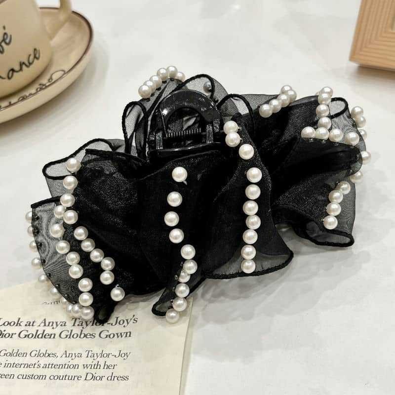 4258 clip perle multicouche noir