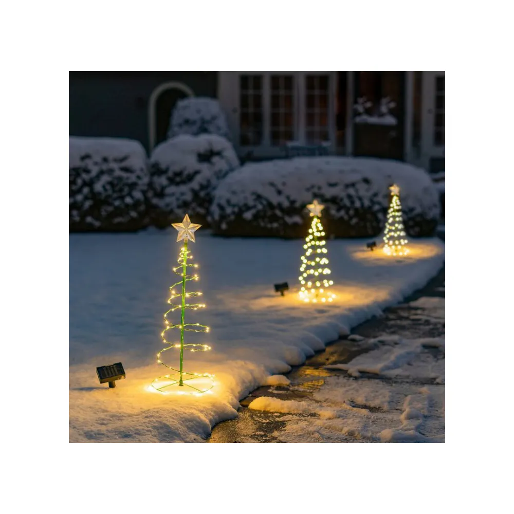 Luces de decoración festiva, adornos de iluminación de vacaciones para exteriores, luz LED Solar para árbol de Navidad