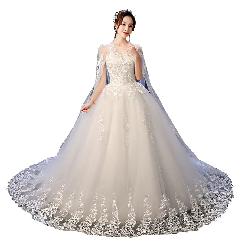 Robe de mariée 2023 nouveau élégant tribunal Train dentelle broderie princesse Vintage robes de mariée Plus Szie robes de mariée