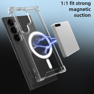 Samsung S24 için sıcak satış yüksek şeffaflık manyetik kabuk Ultra anti-sonbahar akrilik iki-in-one durumda yapılan TPU malzeme - Product Image 3