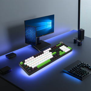 104-Key Full Size <strong>Computer</strong> <strong>Keyboard</strong> with Blue Switch Double Shot Keycaps Multimedia Knob Mechanical Operation for Windows - Product Image 3