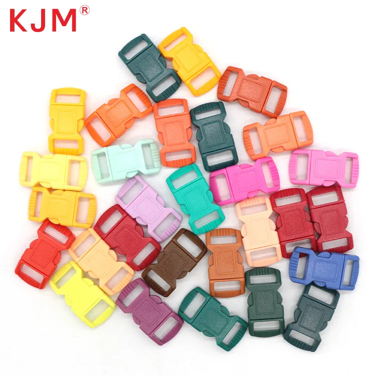 KJM prezzo di fabbrica su misura colorato Mini piccolo 10mm fibbia a rilascio laterale Clip collare di sicurezza curvo fibbia in plastica