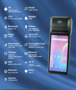 Factory Price <strong>Android</strong> 14 POS Machine <strong>with</strong> <strong>Built</strong>-<strong>in</strong> <strong>Printer</strong> 3GB+32GB Goodcom OEM Manufacturer - Product Image 4
