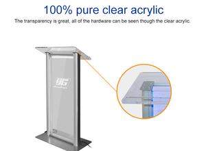 Rõ ràng Acrylic bục giảng với hộp đèn led và microphone ổ cắm bài phát biểu Bục Giảng - Product Image 4