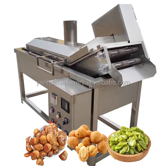 Fritadeira de porco automática profissional, máquina de fritura de peanuts, lanche de macarrão indiana, fritadeira contínua