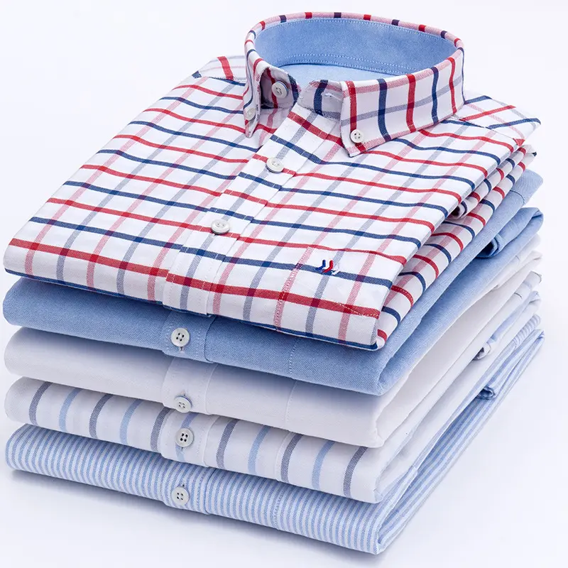 卸売カスタム綿100% メンズシャツオックスフォードソリッド/フランネル/チェック/ストライプ長袖カジュアルさまざまなスタイルのドレスシャツ