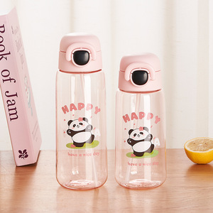Yeni Panda sevimli karikatür plastik kamışlı bardak taşınabilir çocuk rahat fincan su okula geri uygulanabilir - Product Image 2