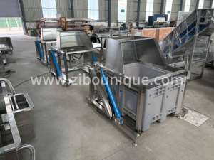 Plataforma de descarga a granel industrial de acero inoxidable 304 segura para alimentos, sistema de descarga inclinable, logística de cadena de frío de pescado de patata y manzana - Product Image 2