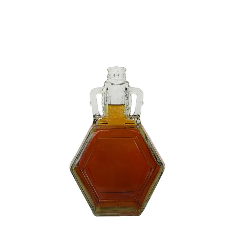 Botella de vidrio personalizada de muestra gratis para brandy Ron licores y vino 375ml 700ml 750ml capacidad vacía bebida vino tarro