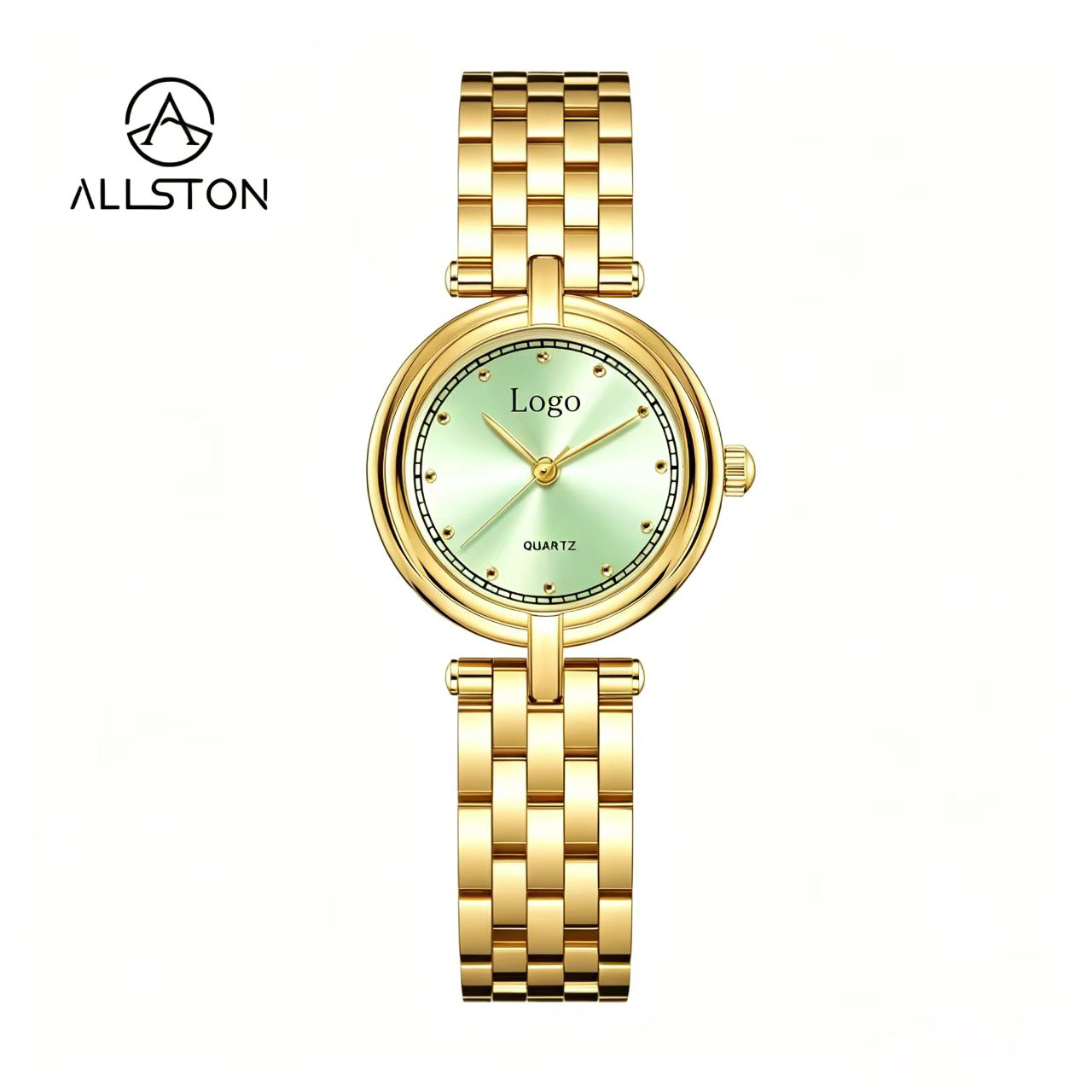 Boîtier rond + cadran Sunshine vert clair 09