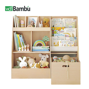 Wdf Gỗ Hiện Đại Đồ chơi lưu trữ tủ <span class=keywords><strong>RAK</strong></span> buku trẻ em kệ sách với ngực sách hiển thị giá phòng khách phòng ngủ trẻ em kệ sách - Product Image 1