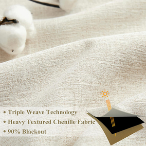 Màu be Ba dệt ánh sáng nặng chặn Rèm Chenille Rèm 100% ánh sáng chặn nhiệt màn màn - Product Image 4