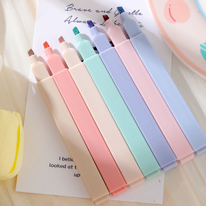 B-09061 6 kutulu yaratıcı Doodle ışık kelimeler vurgulayıcı yumuşak kafa el hesabı kalem Morandi göz renk odak işaretleyici kalem - Product Image 2