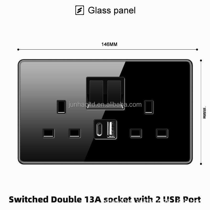 Presa doppia UK 13A con USB Type-C