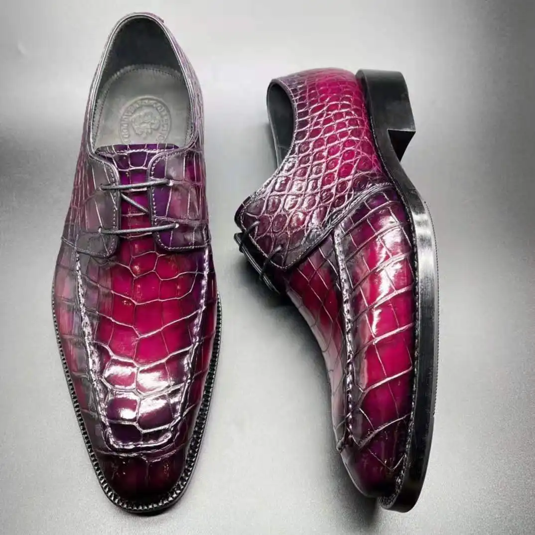 Zapatos de vestir de piel auténtica de cocodrilo para hombre, calzado formal de alta calidad, nuevo diseño