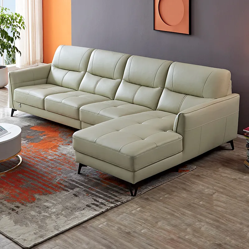 102568 Quanu fantaisie nouveau modèle en cuir véritable coin salon salon chaise longue canapés sectionnels
