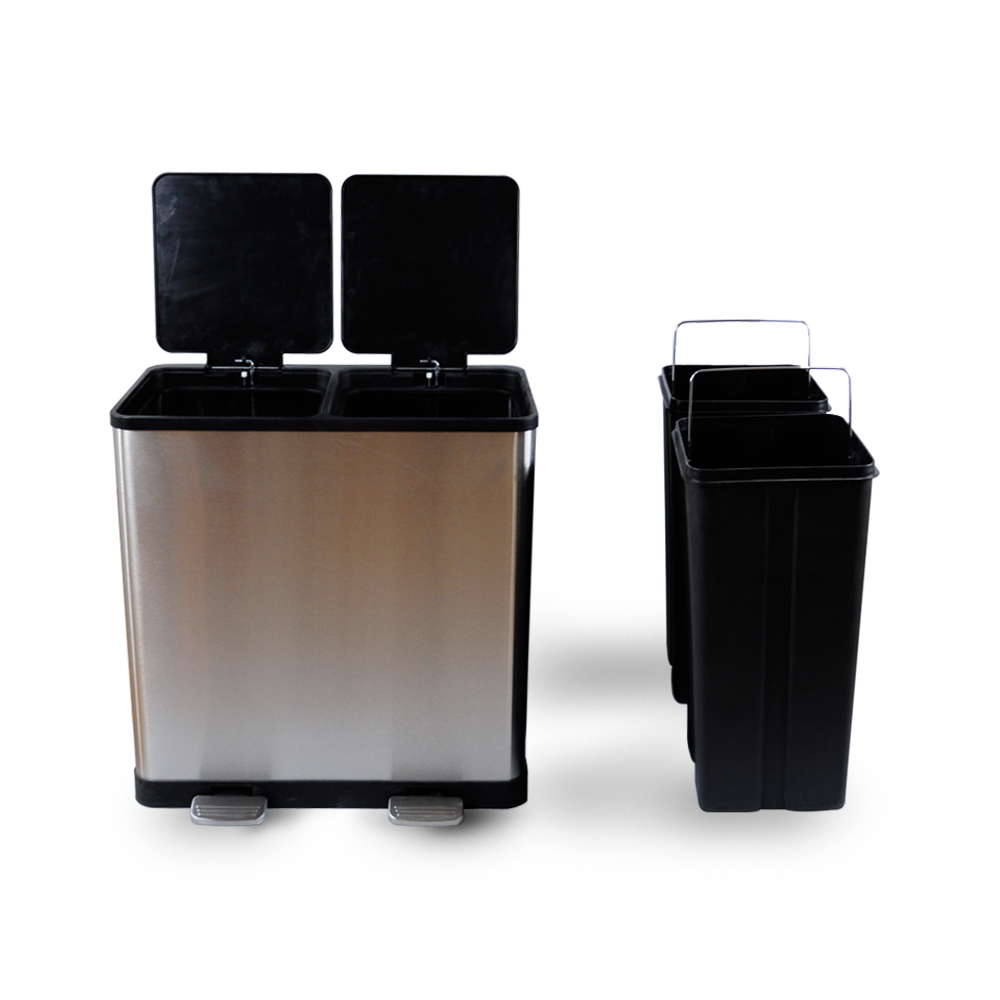 Lid Independent Sorting Stainless Pedal Trash Can Garbage Classification Two Barrels Steel Customized Logo All-season Accepted
