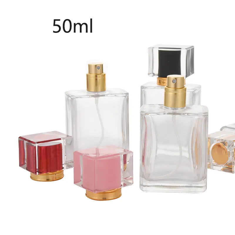 Transparent Bouteille D'atomiseur En Verre Pour Huile Essentielle Bouteilles de Pulvérisation De Parfum 50ml Cosmétique Vaporisateur Bouteille Chaude ÉTATS-UNIS ROYAUME-UNI Canada