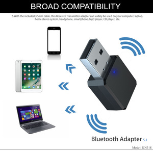 Dual Channel Stereo for Bluetooth V5.1 Audio Converter with USB &amp; AUX <strong>Output</strong> Microphone <strong>Receiver</strong> <strong>Electronic</strong> Components - Product Image 3