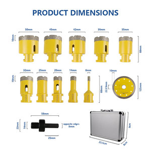 Yüksek kaliteli M14 kiremit delik testere kiti elmas delik testereleri sıkıcı çekirdek matkap ucu ve porselen mermer için testere ağzı Set - Product Image 5