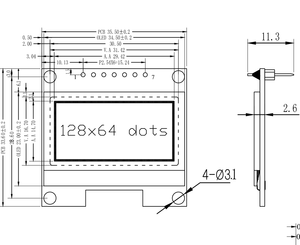 Modulo Display Oled bianco/blu 1.3 12864 modulo SPI Oled CH1116 7pin Display schermo Oled - Product Image 6