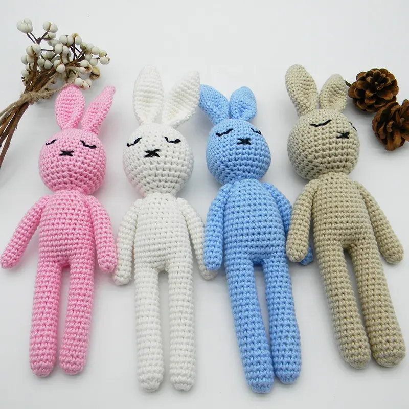 Regalo per bambini 2021 coniglietto all'uncinetto Amigurumi Toys bambola di pezza coniglietto fatta a mano per pasqua Baby Comfort Doll peluche morbidi