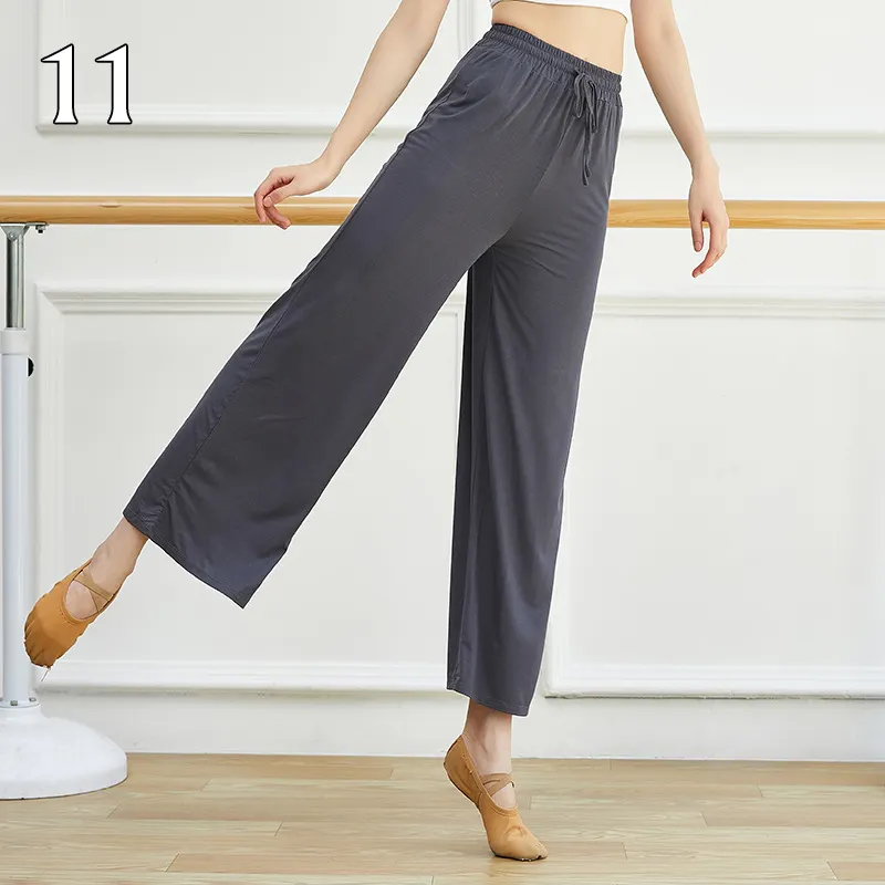 Dans pantolon gevşek düz pantolon Modal egzersiz Yoga kadınlar düz renk spor pantolon