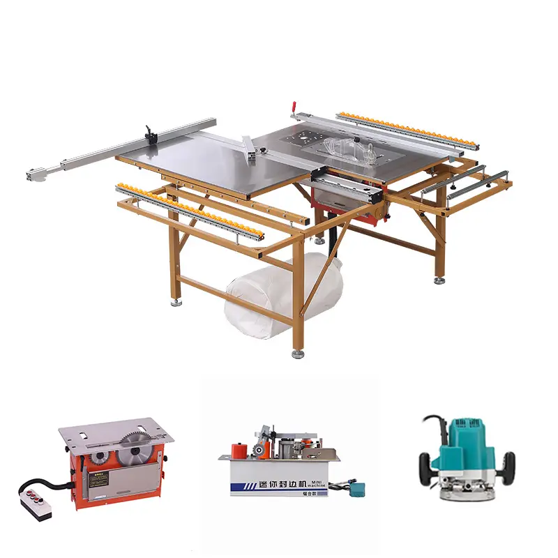 Máquina multi-serra para painel, serra automática de mesa e máquina multifuncional para trabalhar madeira, mesa roteadora