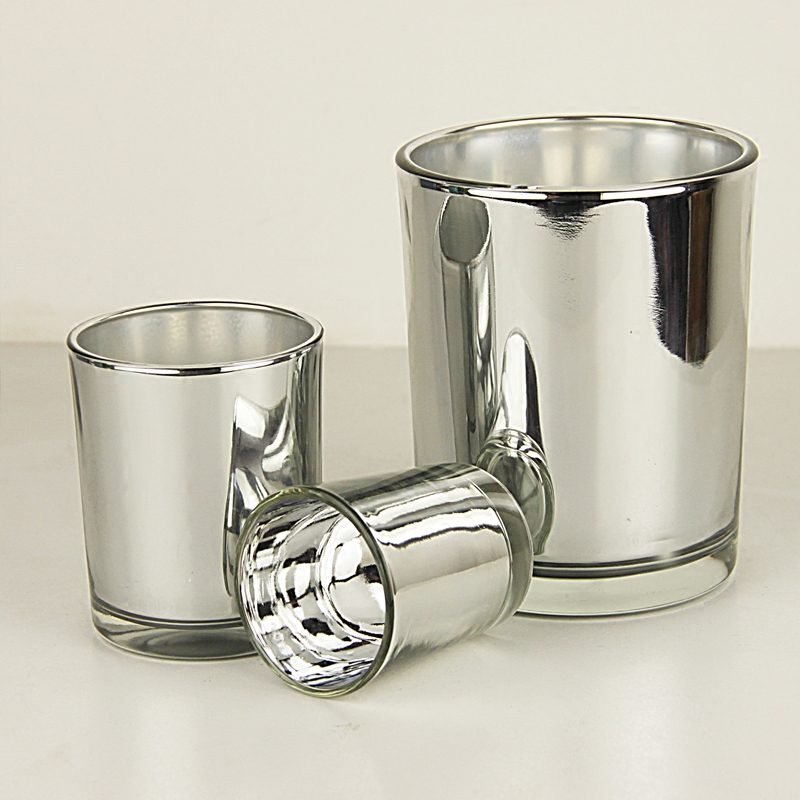 Cylindrical electroplated candle jars
