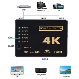 4K * 2K 5 en 1 salida HDMI Switcher inteligente IR RF 4K Full HD1080p 5 en 1 HDTV Video Switcher Converter con control remoto