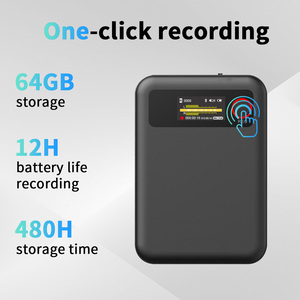 כפתור אחד נייד 64gb ai מקליט קול עם תמלול בשפות רבות