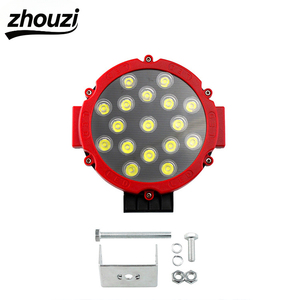 7-inch yuvarlak İş işık LED Off-road kamyonlar için spot SUV ön sis işık yüksek güç kırmızı ve siyah kabuk araba harici işık - Product Image 4