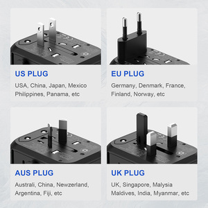 Universal USB Type C Port Travel <strong>Adapter</strong> 10A Plastic Power Converter <strong>with</strong> 2 <strong>Output</strong> Ports USA <strong>EU</strong> UK AUS Socket WiFi Connectivity - Product Image 2