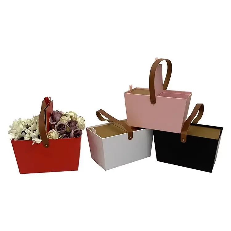 Scatola da Picnic a doppio guscio aperto in pelle portatile piccolo cesto di fiori per foto Sushi scatola di imballaggio