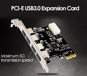 PCI E ไปยัง USB ฮับ3.0อะแดปเตอร์4พอร์ต PCI E PCIe 1X deskp การ์ดขยายคอมพิวเตอร์4 S 5Gbps ความเร็ว - Product Image 2