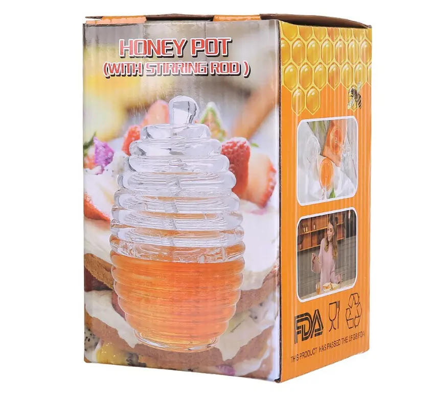 Tarro de miel transparente con tapa, botella de miel creativa, gran oferta