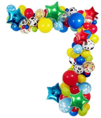 Yaratıcı oyuncak hikayesi kırmızı ve mavi balon kemer çelenk kiti çocuk doğum günü partisi arka plan duvar dekorasyon