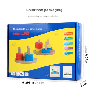 Three-Color Wooden Stacking Toy Column <strong>Cognitive</strong> <strong>S</strong> Sorter for 2-4 and 5-7 Years Game Teaching Tool - Product Image 6