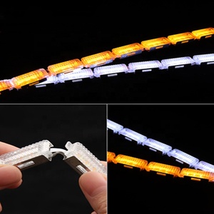 2 adet su geçirmez sıralı akış gözyaşı kristal esnek şerit gündüz koşu işık dönüş sinyali LED DRL için Aozoom DRL ışık - Product Image 3