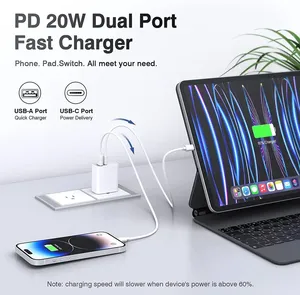 Quick 3.0 20w Fast Charging Dual Ports Pd Usb Type C Wall <strong>Charger</strong> Adapter Travel Pd <strong>Charger</strong> for <strong>All</strong> Mobile Phone - Product Image 5