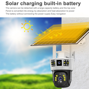 3K 4G V380pro Cámara solar de doble lente de tres pantallas red inalámbrica WiFi remoto HD visión nocturna CCTV cámara de seguridad para el hogar al aire libre