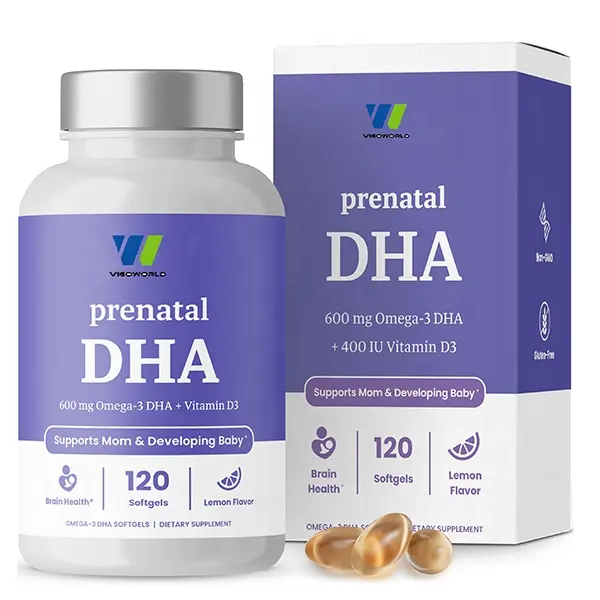 Prenatal DHA minyak kehamilan wanita, Vitamin 600mg DHA + 400IU Vitamin D3 trigliserida Omega 3 minyak kehamilan ikan hanya dewasa